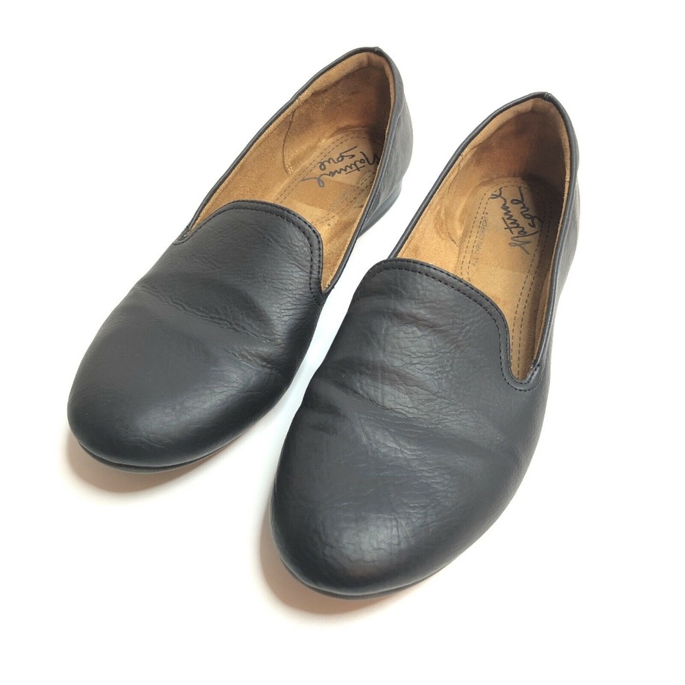 Women Black Leather Ortho Cushioned Shoes 7